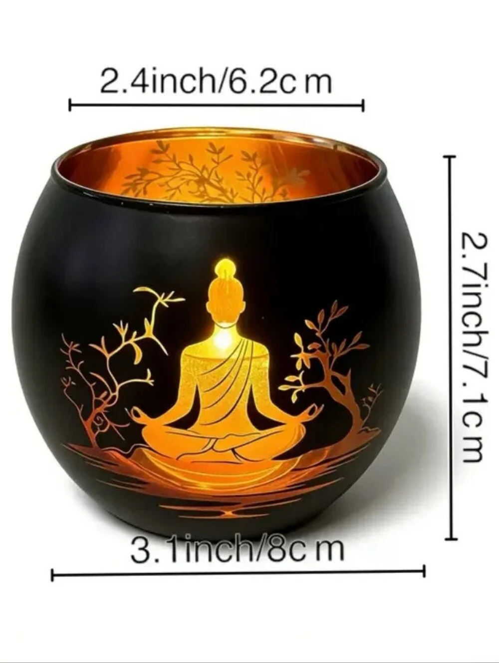 Black & Copper Buddha Votive Candle Holder